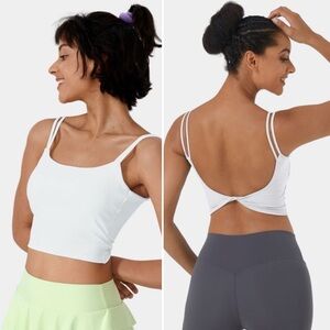🌻NWT Halara Double Straps Backless Twisted Cropped Yoga Tank Top